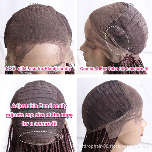 Wholesale Best Supplier High Quality Long Lace Front Frontal Wigs Heat Resistant Braided Wig Synthetic Hair Wigs With Highlights